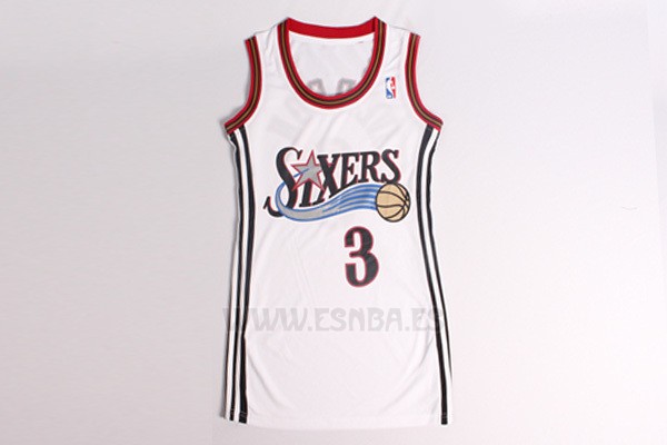 Camiseta Mujer Philadelphia 76ers Allen Iverson #3 Blanco